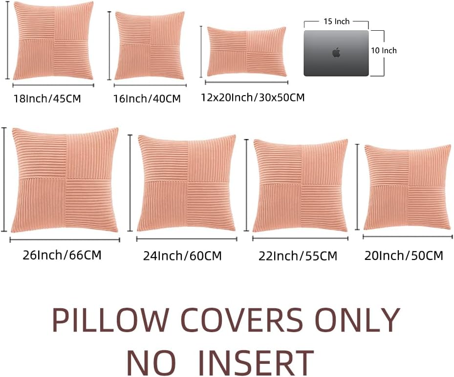 Fancy Homi 2 Packs Coral Decorative Throw Pillow Covers 22x22 Inch for Living Room Couch Bed, Rustic Farmhouse Boho Home Decor, Soft…