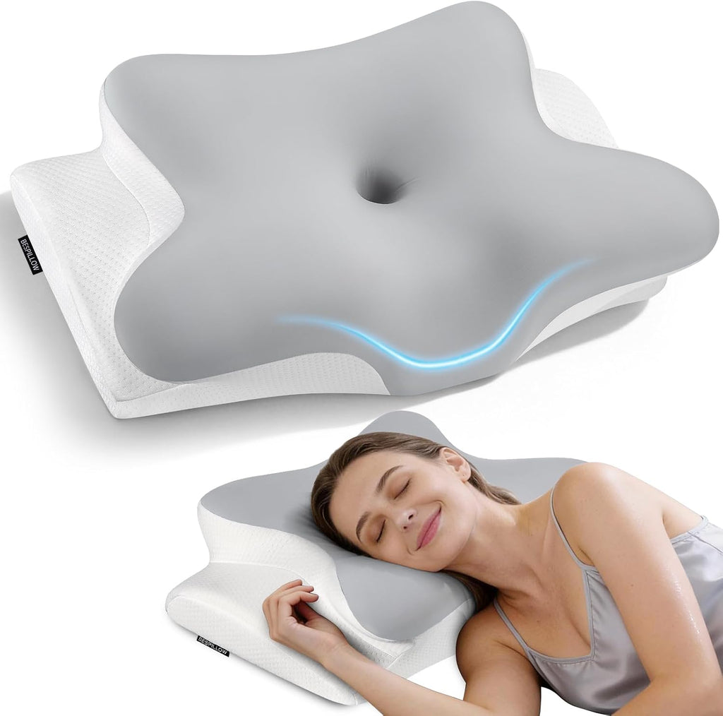 Bespillow Cervical Neck Pillow for - Ergonomic Side Sleeper Pillow for Neck Support, Cooling Memory Foam Pillows for Sleeping, Contour Pill…