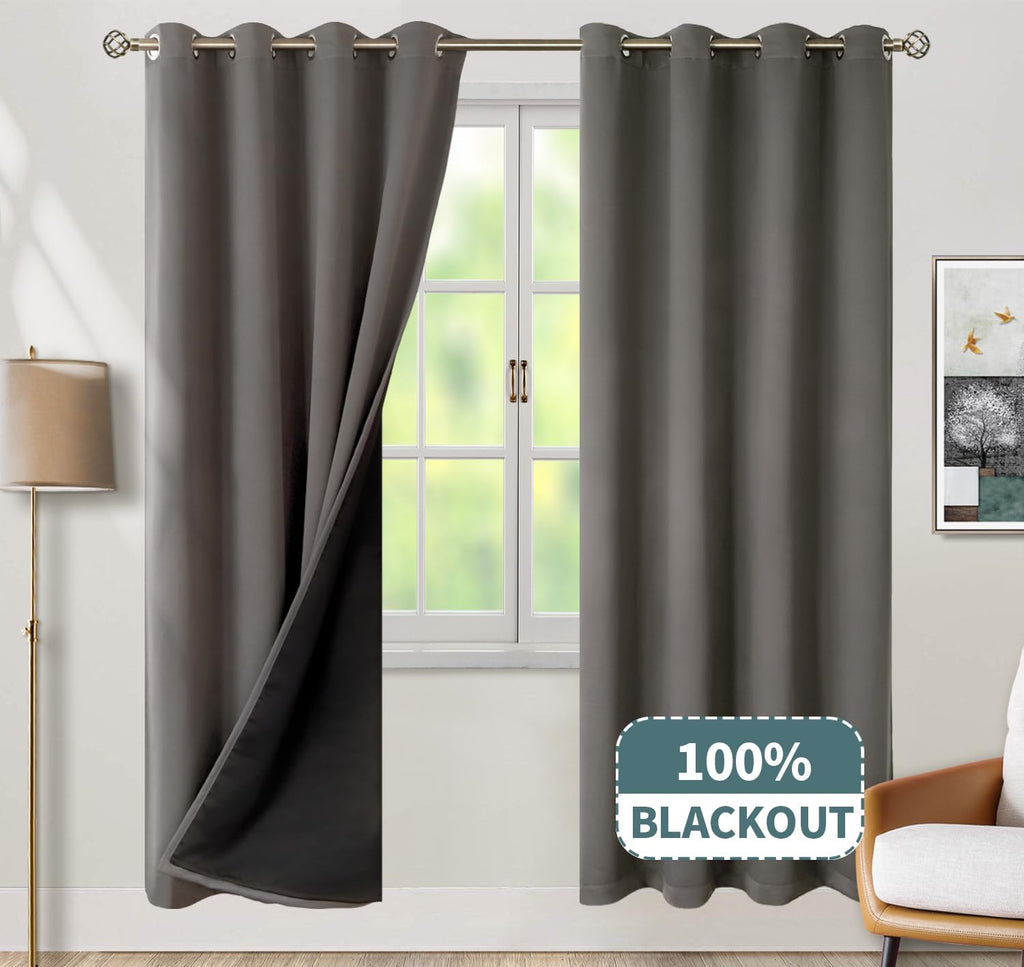 BGment Grey Blackout Curtains for Bedroom Window 84 Inch Length 2 Panels Set, 100% Light Blocking Thermal Insulated Grommet Drapes for Livi…