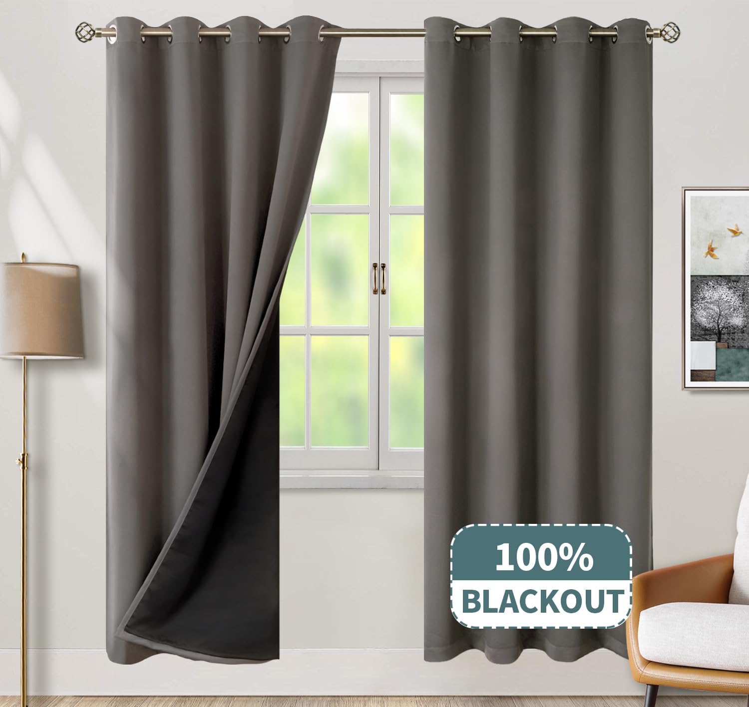 BGment Grey Blackout Curtains for Bedroom Window 84 Inch Length 2 Panels Set, 100% Light Blocking Thermal Insulated Grommet Drapes for Livi…