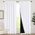 Nicetown 100% Blackout Curtain Panels, Rod Pocket Window Curtains with Black Liner for Nursery, 84 inches Drop Cold and Full Light Blocking…