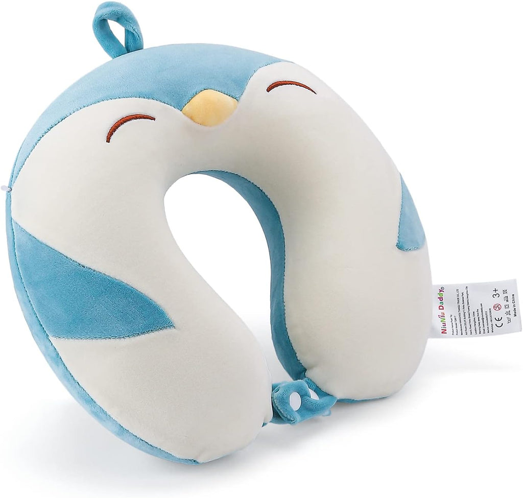 NiuniuDaddy Niuniu Daddy Penguin Kids Travel Pillow - Soft Memory Foam Portable Neck Pillow for Long Trip by Airplane, Car, Train Essential…