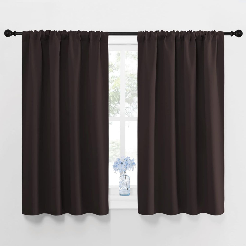 NICETOWN Blackout Curtain Panels 45 inches Long - Noise Reducing Thermal Insulated Solid Rod Pocket Window Drapes/Draperies for Kids Room…
