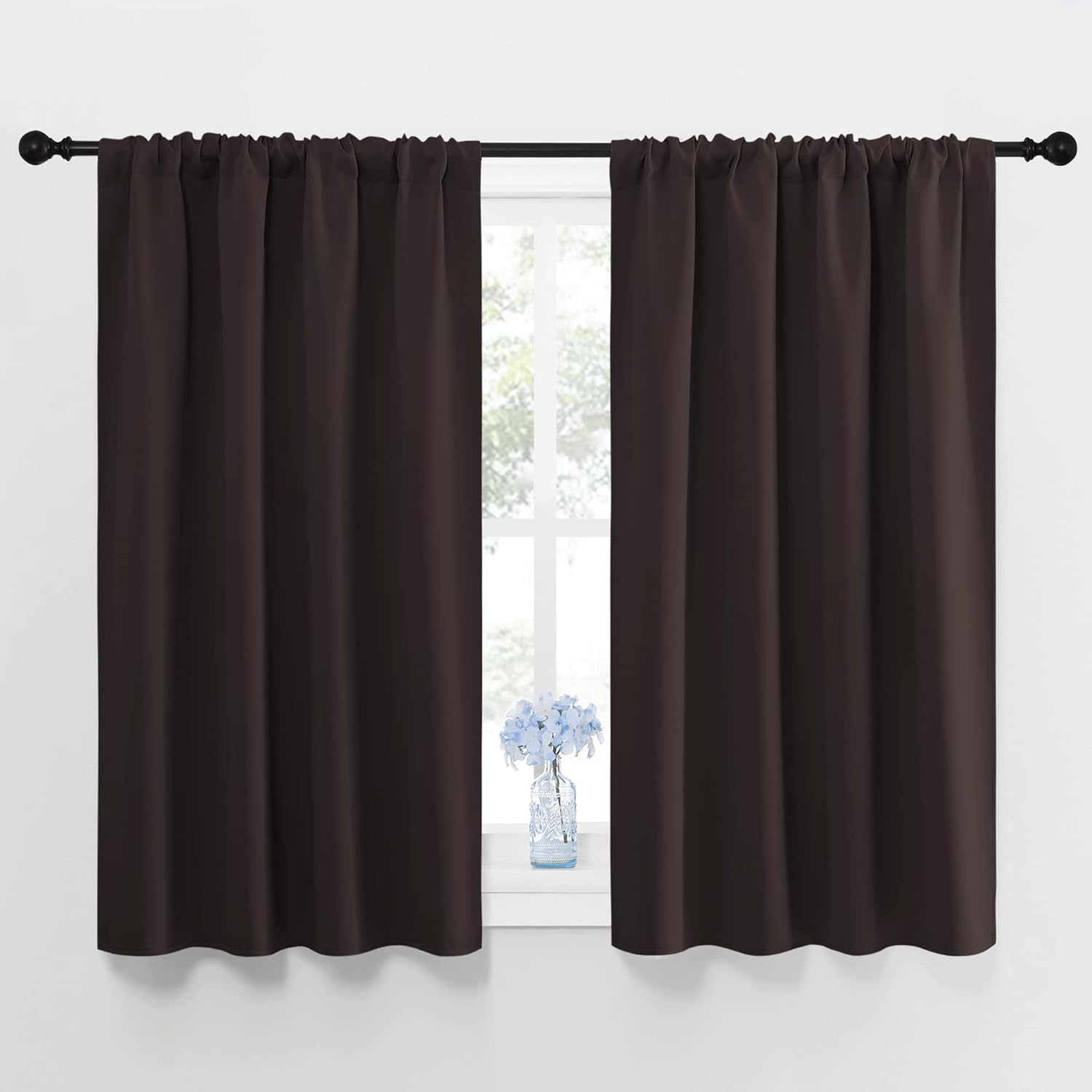 NICETOWN Blackout Curtain Panels 45 inches Long - Noise Reducing Thermal Insulated Solid Rod Pocket Window Drapes/Draperies for Kids Room…
