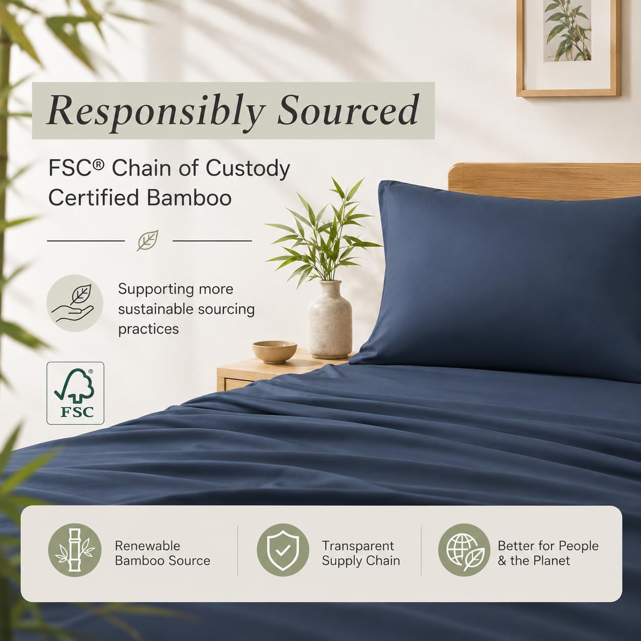 TOSMO Luxury Cooling Pillowcase Set of 2 | FSC® Certified | Viscose from Organically Grown Bamboo | Breathable Silky Soft Pillowcases…