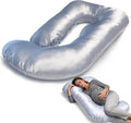 JZHLLA Maternity Pillow Cover, Silky Satin Fabric Removable & Washable U-Shaped Smooth Pregnancy Pillow Cover with Hidden Zip(Grey,1 PCS)