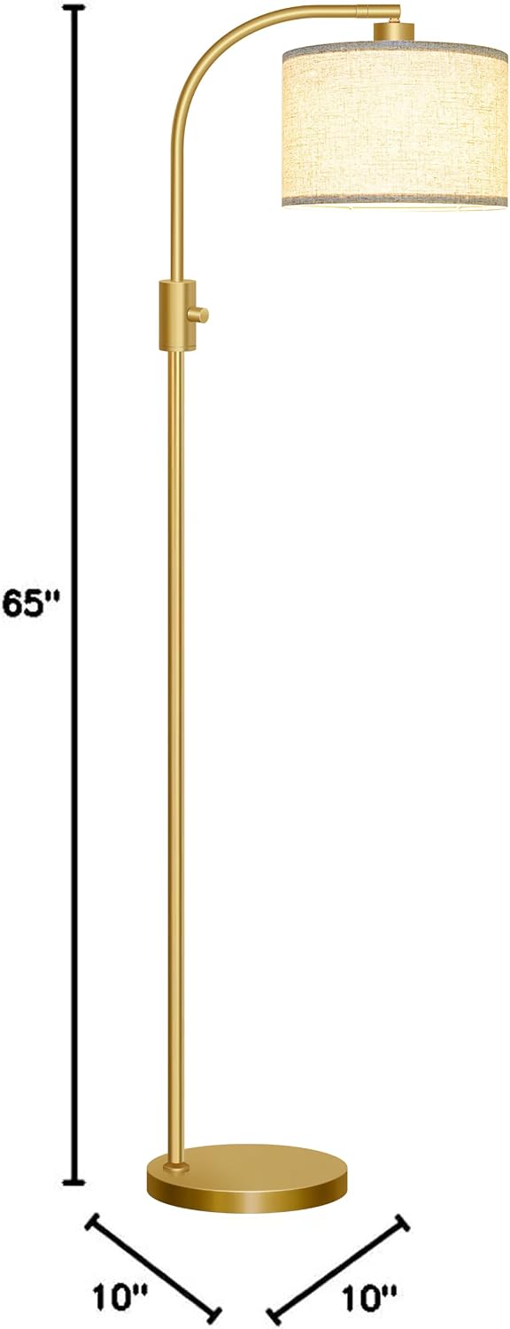 Nintiue Upgraded Modern Arc Dimmable Tall Standing Floor Lamp with Linen Shade, 1200 Lumens LED Bulb Included, for Living & Reading Room…