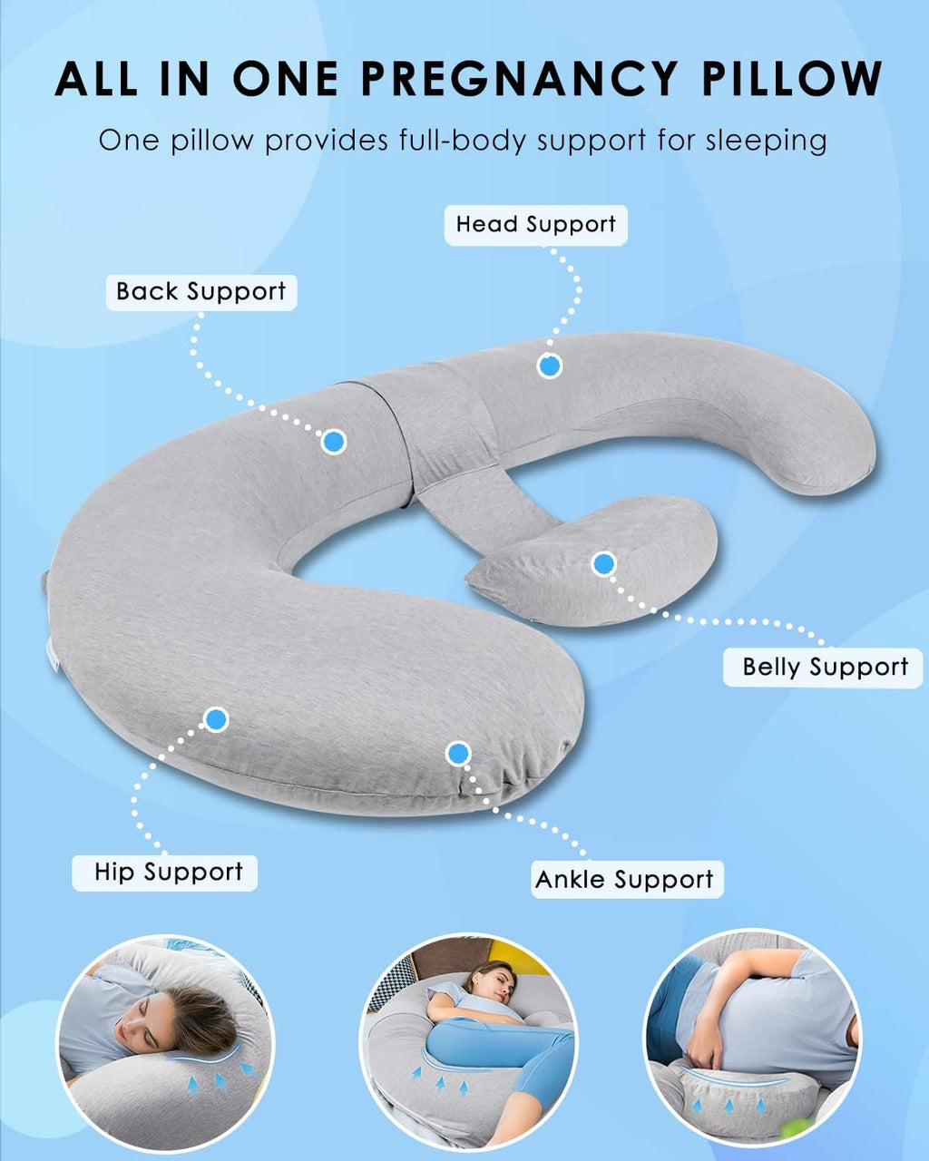 Queenrose QUEEN ROSE Pregnancy Pillow, E Shaped Body Pillows for Sleeping Support, 60 Inch Maternity Pillow for Pregnant Women with Cooling…