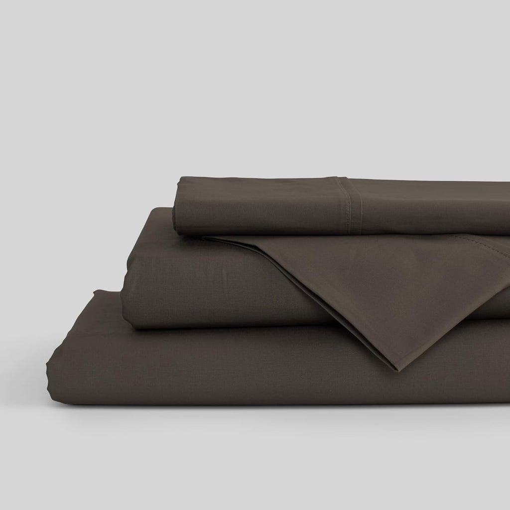 Linen Home 100% Cotton Percale Sheets Queen Size, Smoky Charcoal, Deep Pocket, 4 Pieces Set - 1 Flat, 1 Deep Pocket Fitted Sheet and 2…