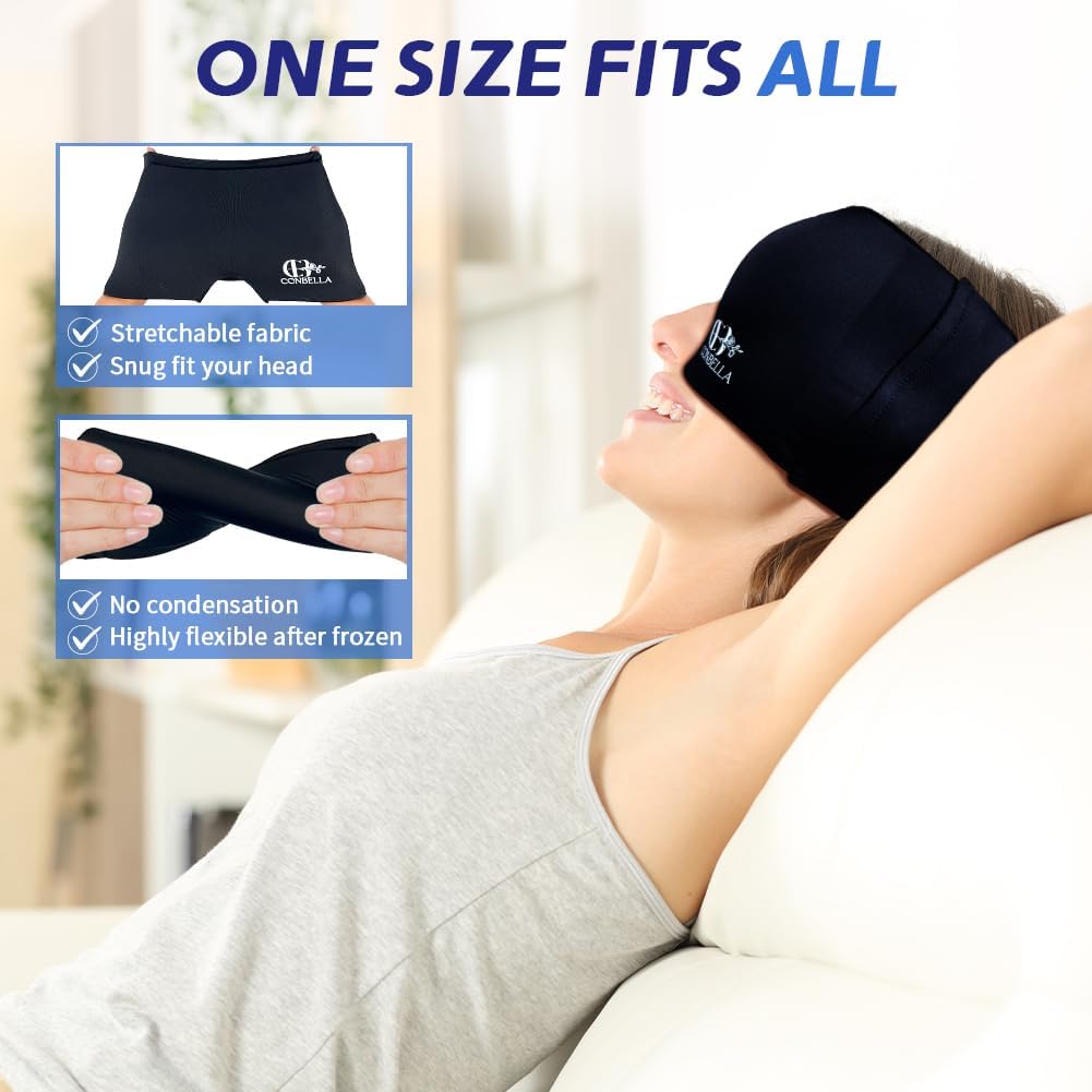 Conbella Migraine Relief Cap, Soothing Headache Ice Face Mask Products, Hot and Cold relaxation, Migraine Headache Relief Cap for…