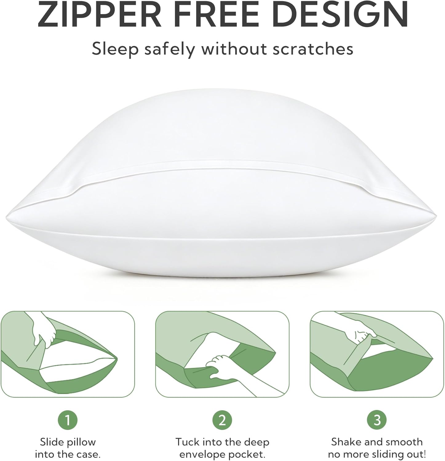 MR&HM Pillow Cases Queen Size Set of 2, Cooling Pillow Case for Hot Sleepers 20"x30", Breathable & Moisture Wicking, Soft Envelope Pil…