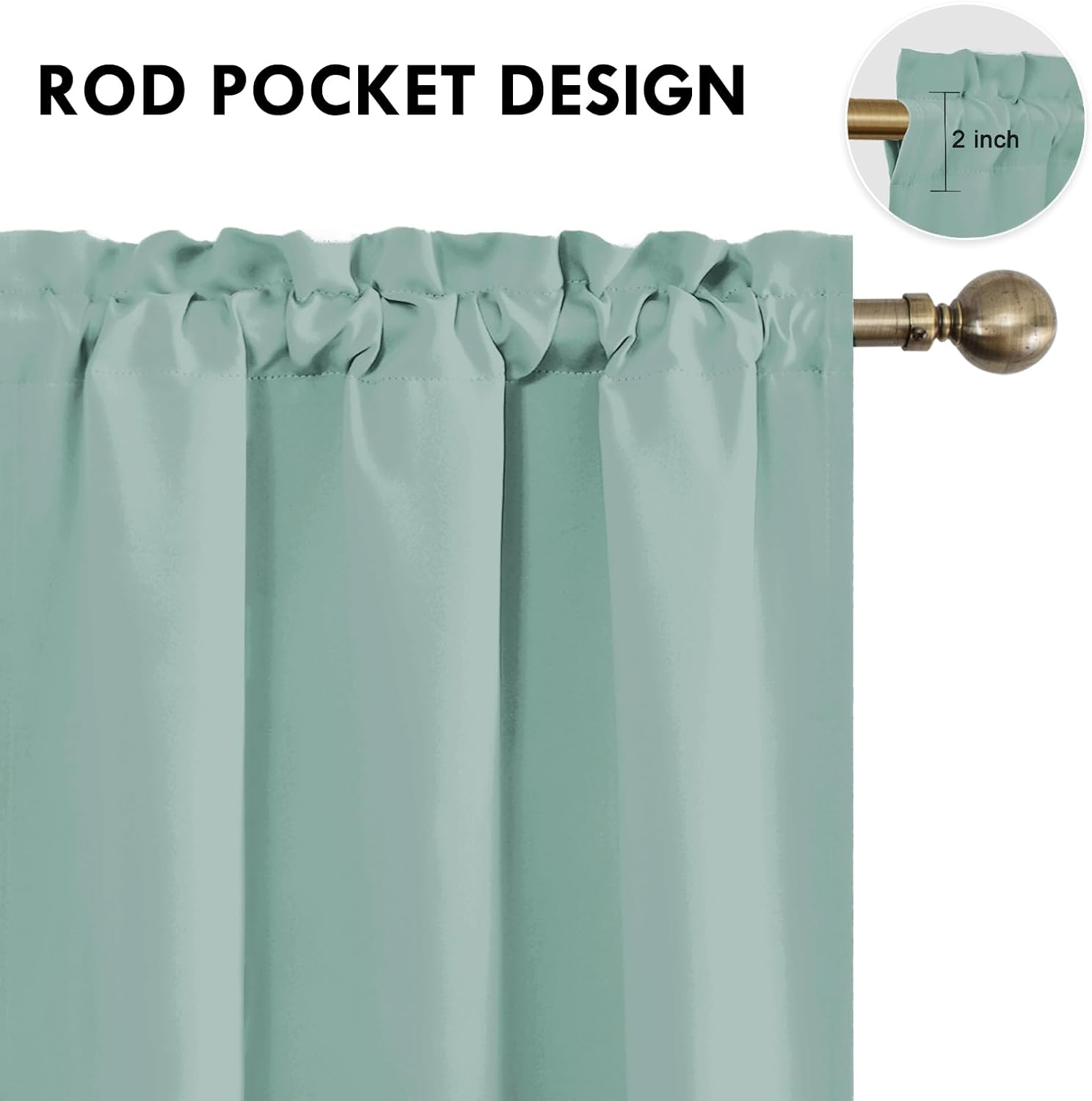 DWCN Blackout Curtains for Living Room Thermal Insulated, Energy Saving & Noise Reducing Bedroom Curtains, Sage Green, W 42x L 63 Inch…
