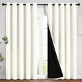 Yakamok 100% Cream Blackout Curtains for Bedroom, Light Blocking Thermal Insulated Noise Reducing Blackout Drapes for Living Room(62Wx96L,…