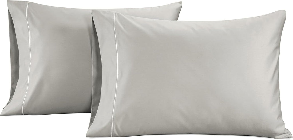 LaneLinen LANE LINEN Pillows Queen Size Set of 2 Soft 100% Egyptian Cotton Cool & Smooth Pillow Cases - Silver Cotton Silver