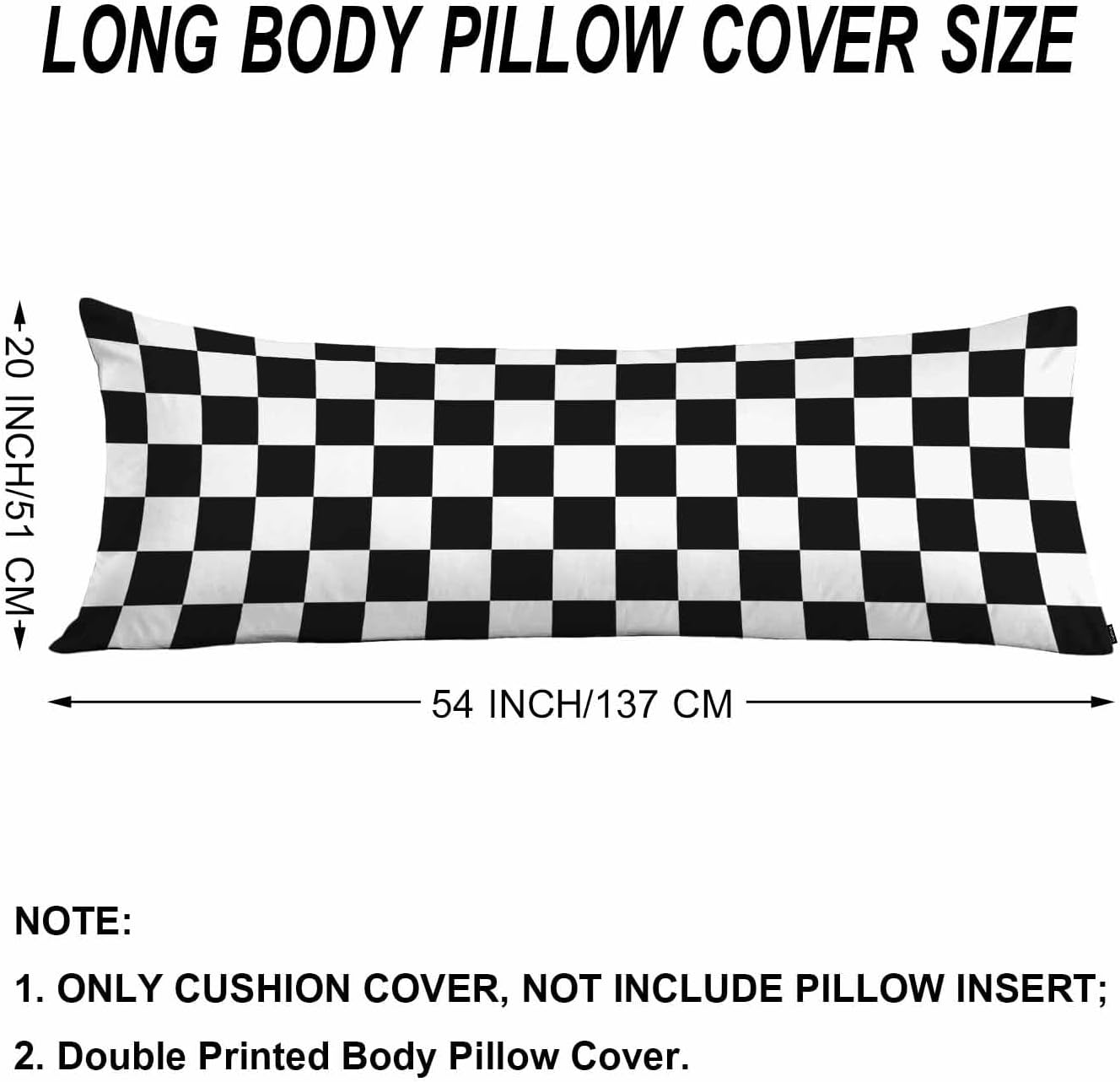 Checkerboard Rectangle Body Pillow Covers Checkered Black White 20"X54" Couch Body Pillow Pillowcase Decorative Home Body Pillows Bed…