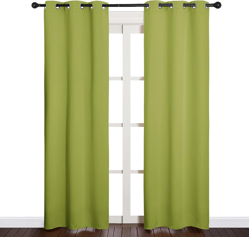 NICETOWN Green Blackout Curtains Window Panels, Window Treatment Thermal Insulated Solid Grommet Blackout Draperies/Drapes for Christmas…