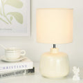LAMPWELLOSLO Small Ceramic Table Lamp for Living Room and Bedroom, Modern Kids Night Table Lamp, Φ7.09×H13.39IN, Bulb Excluded, Cream