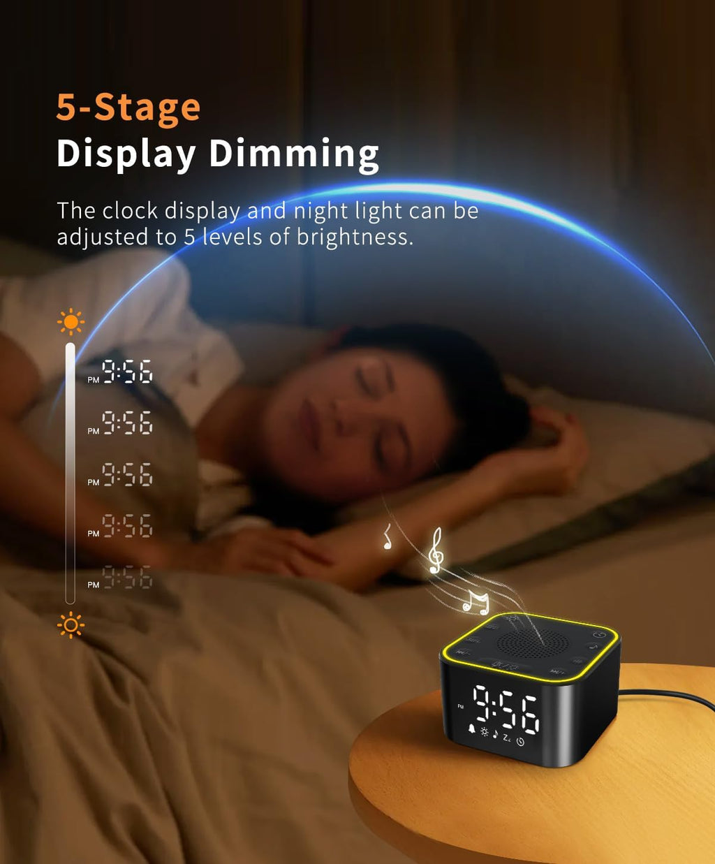 White Noise Sound Machine, Alarm Clock with Sound Machine for Sleeping, White Noise Machine with Digital Clock for Bedrooms, RGB Night…
