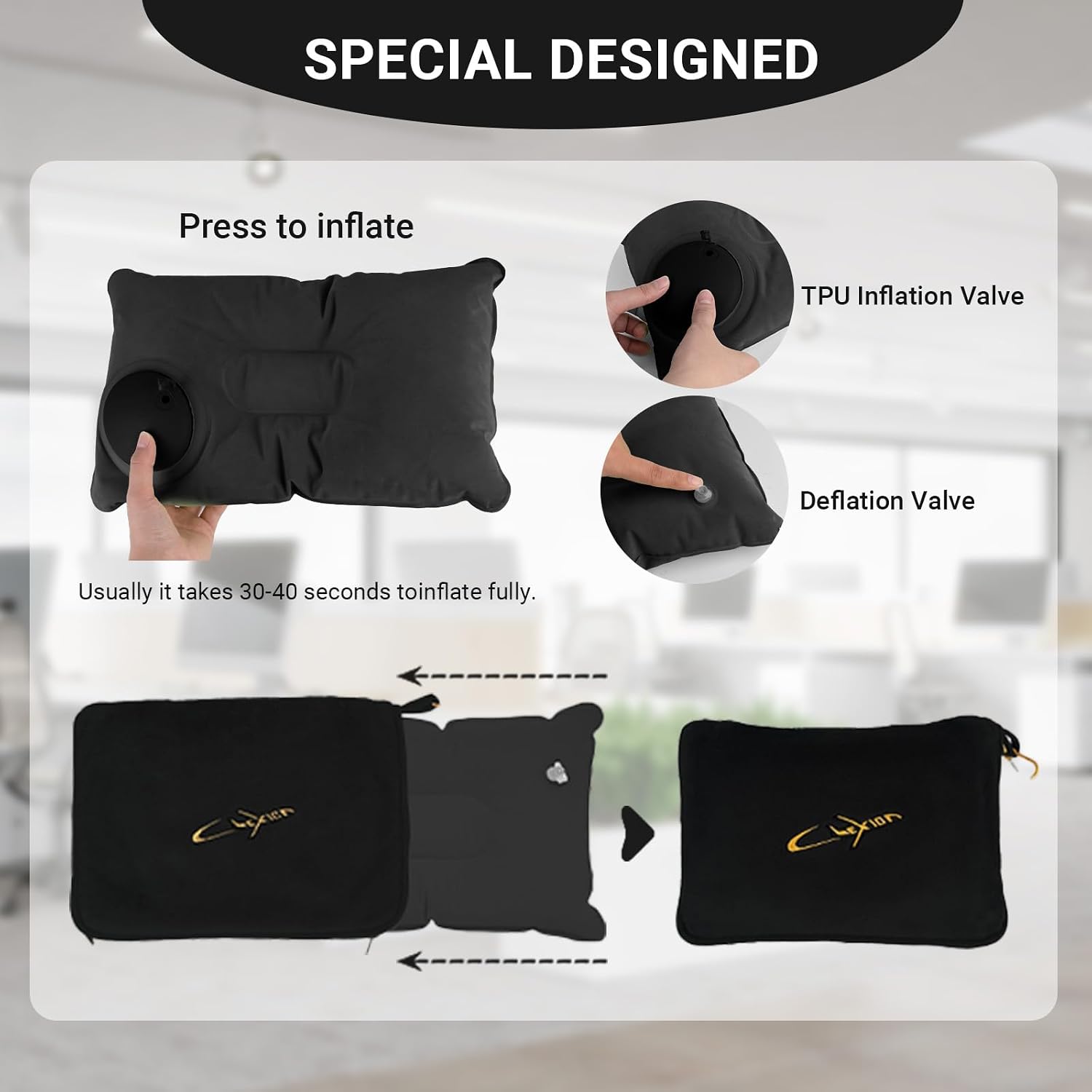 Airplane Travel Blanket with Pillow,300 GSM Soft Fleece Compact Blanket with Carry Bag, Lightweight Travel Blanket for Flights, Black