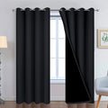 Yakamok 96 Inch Length 100% Blackout Curtains for Bedroom, 2 Thick Layers Thermal Insulated Grommet Total Blackout Drapes with Black Liner…