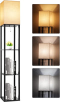 RUNTOP Floor Lamp with Shelves, Shelf Lamp with 3 Color Temperature LED Bulb, Floor-Lamp for Living Room, Modern Tall Standing Display…