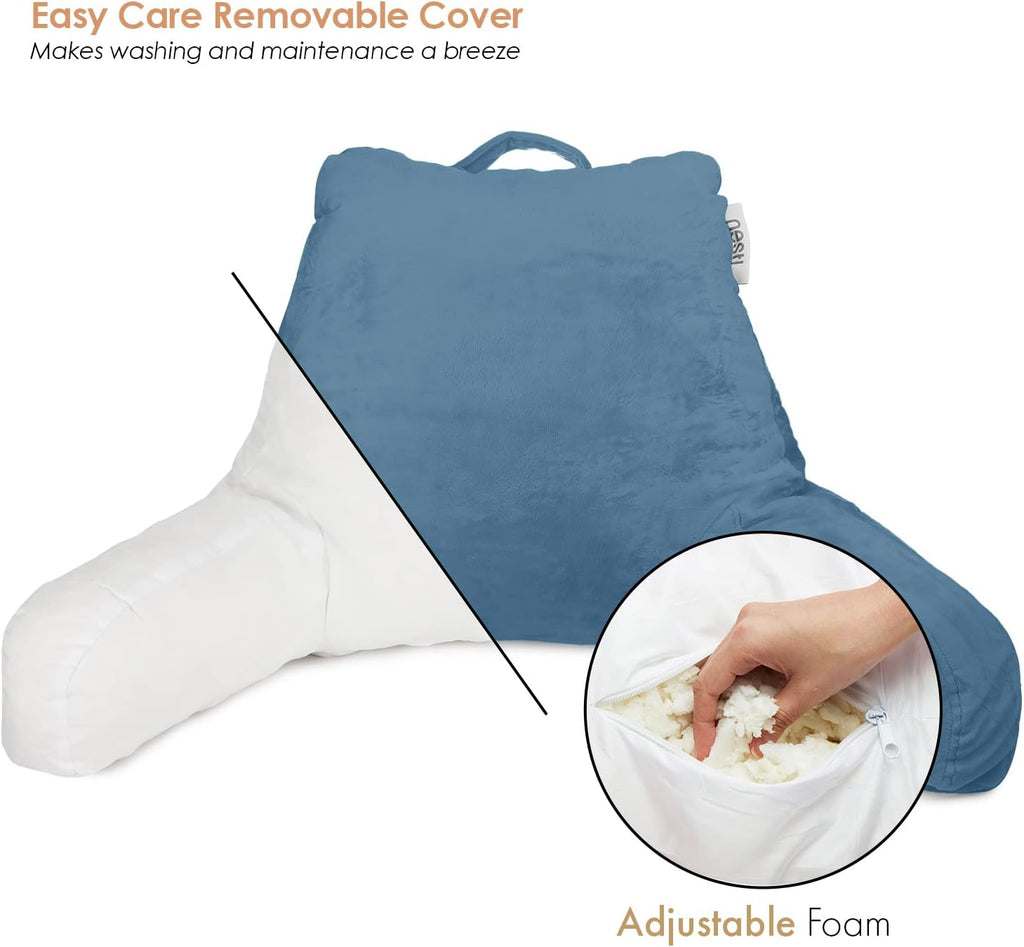 Nestl Reading Pillow with Shredded Memory Foam, Designed for Sitting Up in Bed and Couch, Back and Arms Adjustable Support for Adult &…