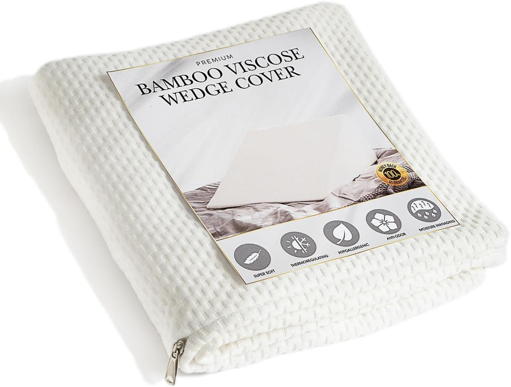 PLANETOFBAMBOO Bamboo Viscose Top Layer Wedge Pillow Case Cover, Moisture-Wicking, Cooling and Breathable Wedge Pillow Cover with Zipper…