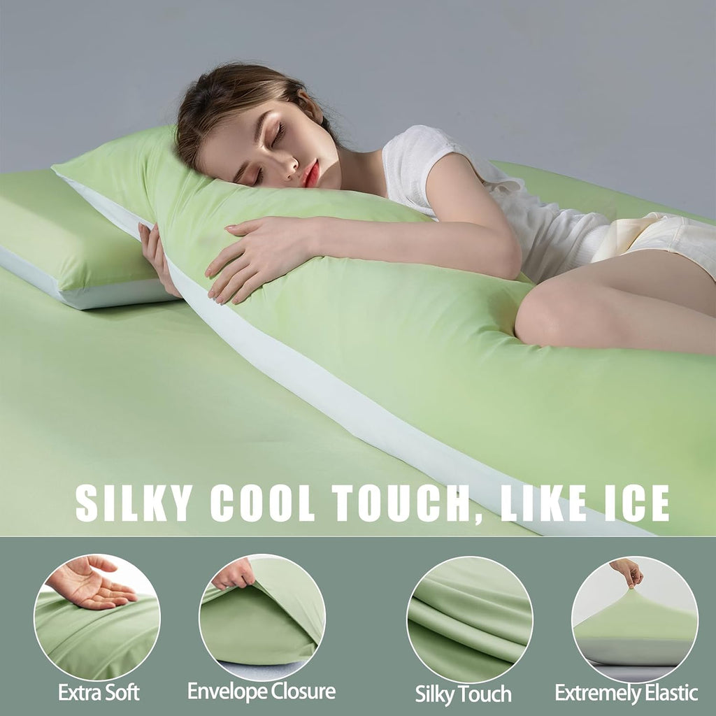 TELUS Cooling Body Pillow Case, Silky Soft Breathable Pillowcase with Envelope Close, Stay Cool All Night Pillow Cover for Hot Sleepers…