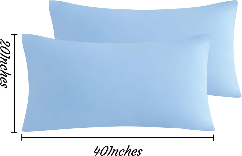Ntbay King Pillow Cases Set of 2, 2 Pack Brushed Microfiber 20x40 Pillow Cases, Soft, Wrinkle, Fade, Stain Resistant Sky Blue Pillow Cases…