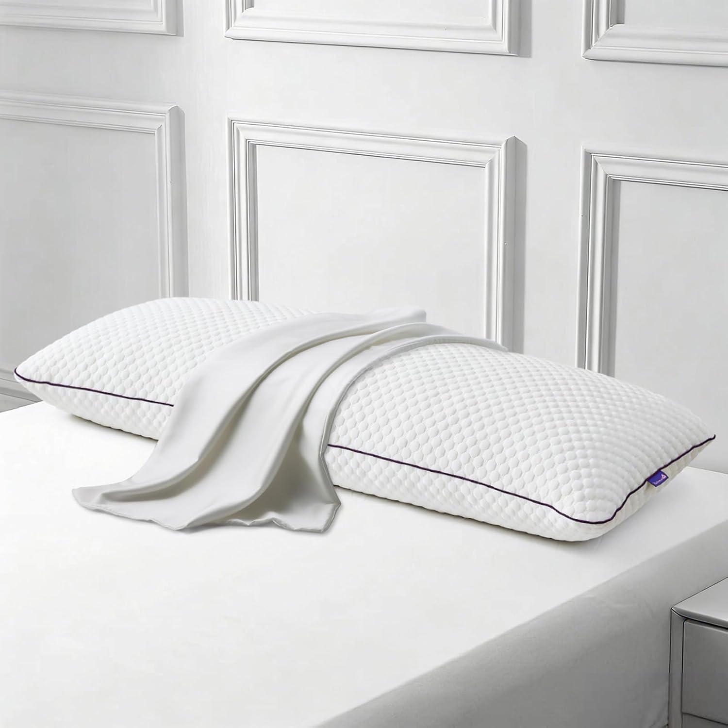 Homelab Cooling Adjustable Body Pillow (20x54) with White Bamboo Viscose Pillowcase Bundle, Full Body Support for Side Sleepers, Back, Hip…