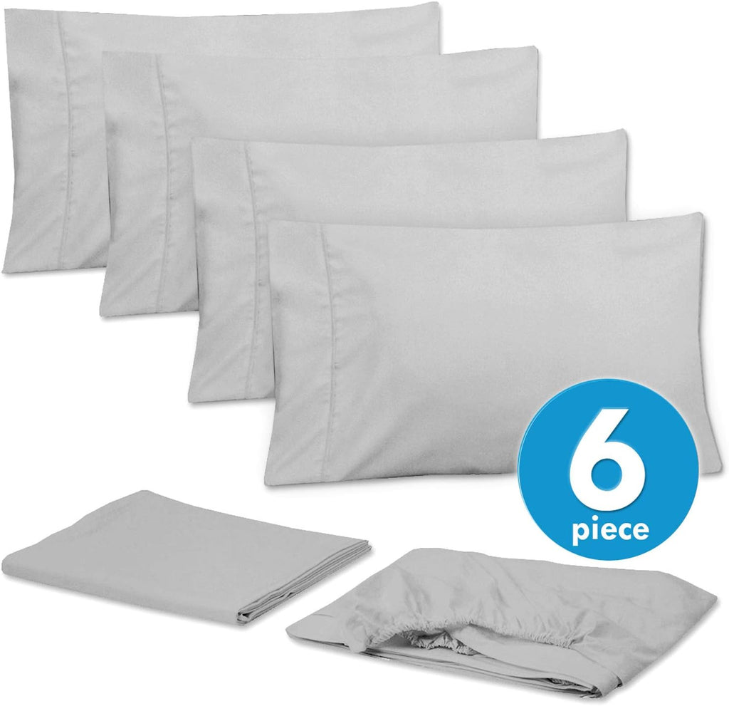 Full Size Bed Sheets - 6 Piece 1500 Supreme Collection Fine Brushed Microfiber Deep Pocket Full Sheet Set Bedding - 2 Extra Pillow Cases…