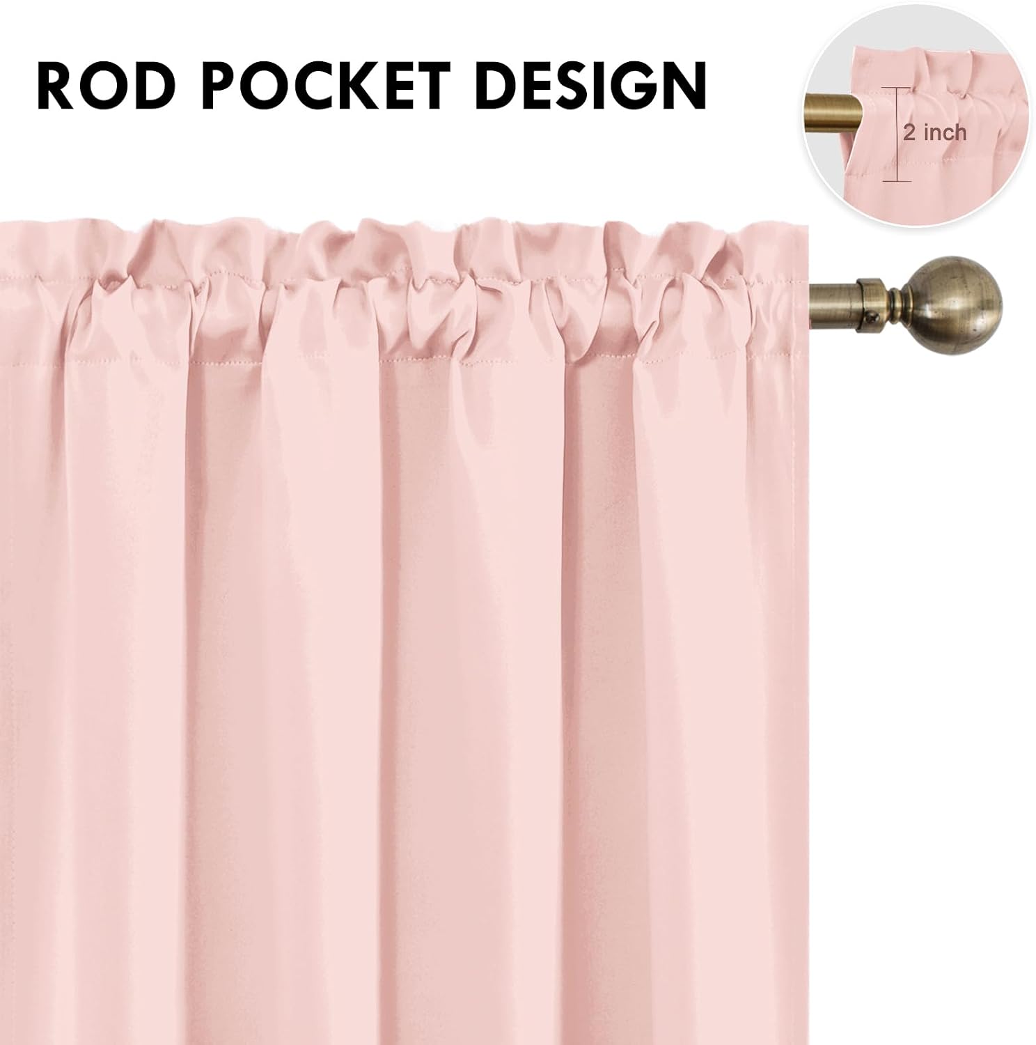DWCN Blackout Curtains – Thermal Insulated, Energy Saving & Noise Reducing Bedroom and Living Room Curtains, Blush Pink, W 52x L 84 Inch…