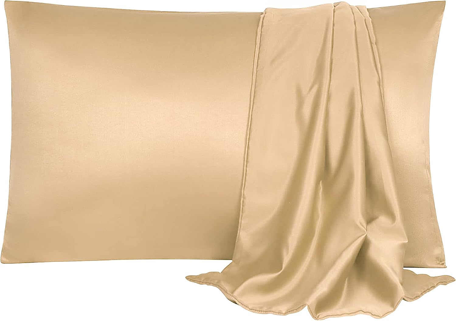 uxcell 2 Pack Silk Satin Pillowcase for Hair and Skin, Cool, Silky, Soft Breathable Pillow Cases King Size 20x36 Inch Sateen Pillowcase Car…