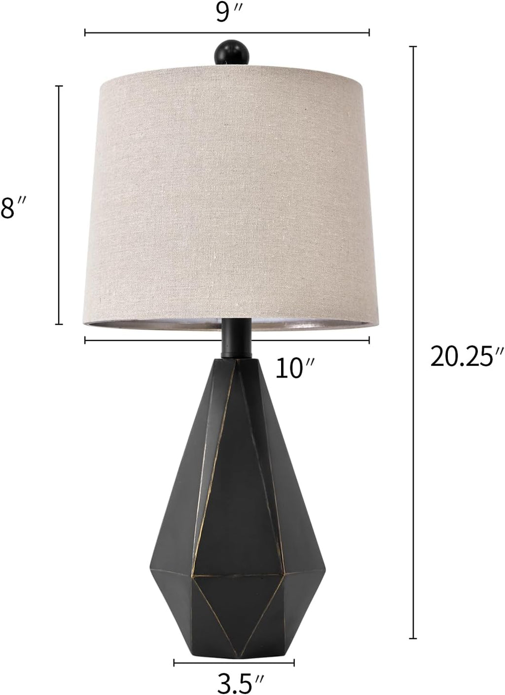 PoKat 20.25'' Table Lamps Set of 2, Bedside Lamp for nightstand, Small Farmhouse Lamps for Bedroom, Black Bedroom Lamps for Living Room…