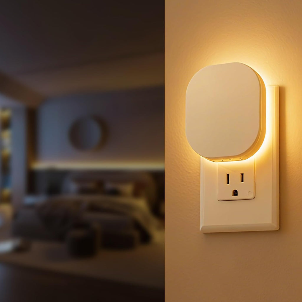 Hiwrolat Plug-in LED Backlit Night Light with Motion Sensor & Dusk to Dawn Sensor, 2700K Soft Warm White Nightlight with Dimmable Br…