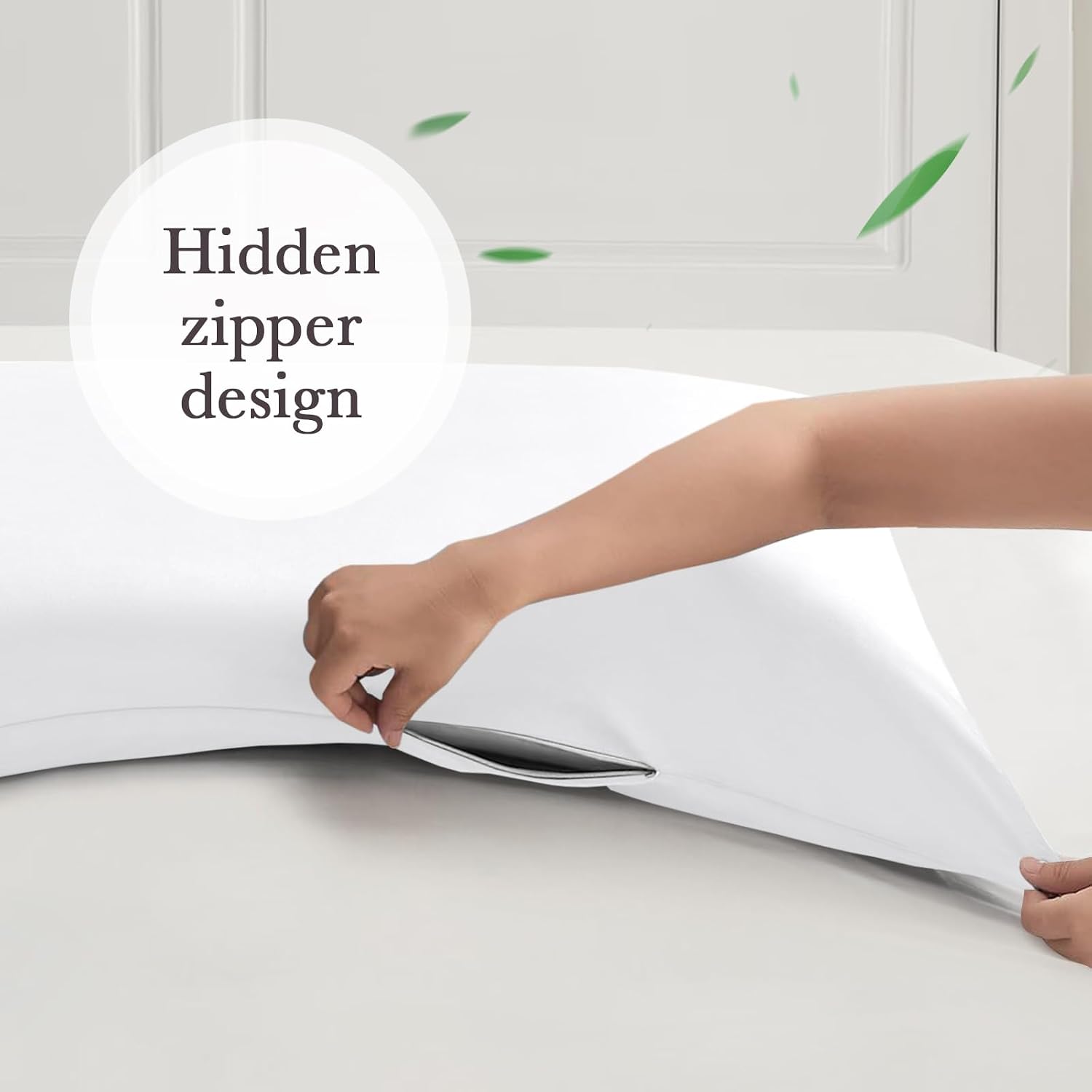 Curved Pillow Case King Size, Side Sleeper Pillow Cases Cover Cooling Rayon Derived from Bamboo with Zipper for hot Sleepers Hair and…