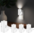 4 Pack Small LED Night Light, Dimmable Plug-in with Dusk to Dawn Auto On/Off, 5000K Daylight Adjustable Brightness (0-200LM), 180°…