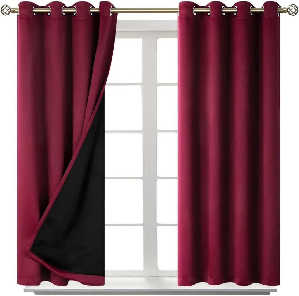 BGment Short 100% Blackout Curtains for Bedroom, Thermal Insulated Lined Energy Efficiency Noise Reducing Grommet Curtains 54 Inch Length f…