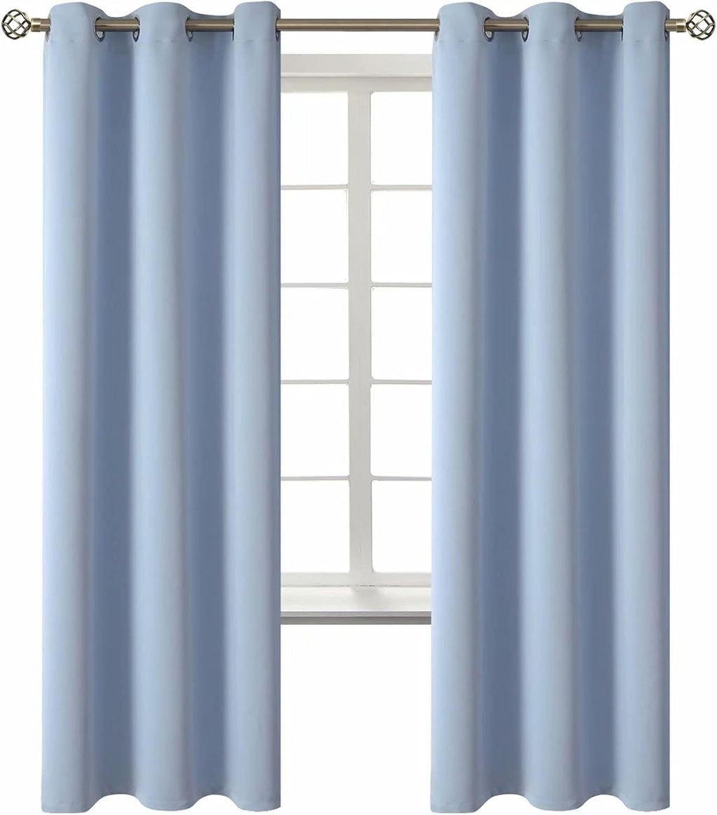 BGment Blackout Curtains for Living Room - Grommet Thermal Insulated Room Darkening Curtains for Bedroom, 2 Panels of 42 x 72 Inch, Spa Blu…