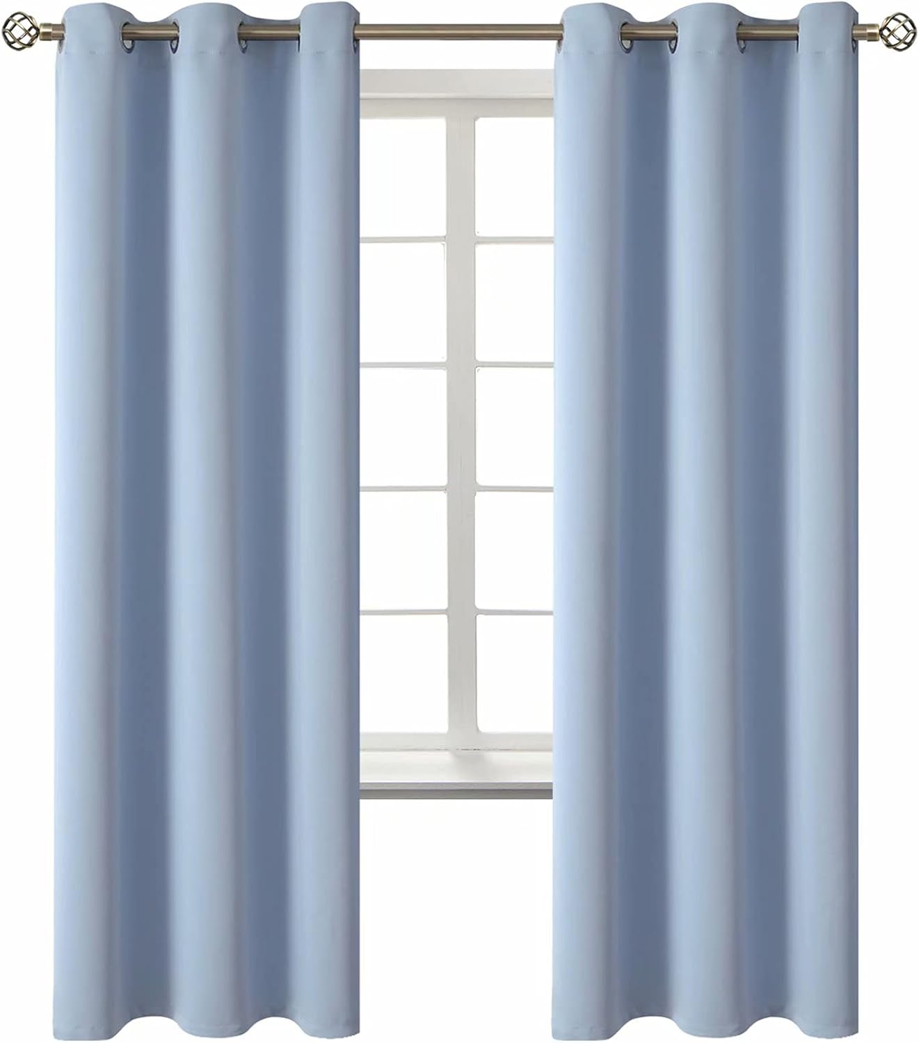 BGment Blackout Curtains for Living Room - Grommet Thermal Insulated Room Darkening Curtains for Bedroom, 2 Panels of 42 x 72 Inch, Spa Blu…