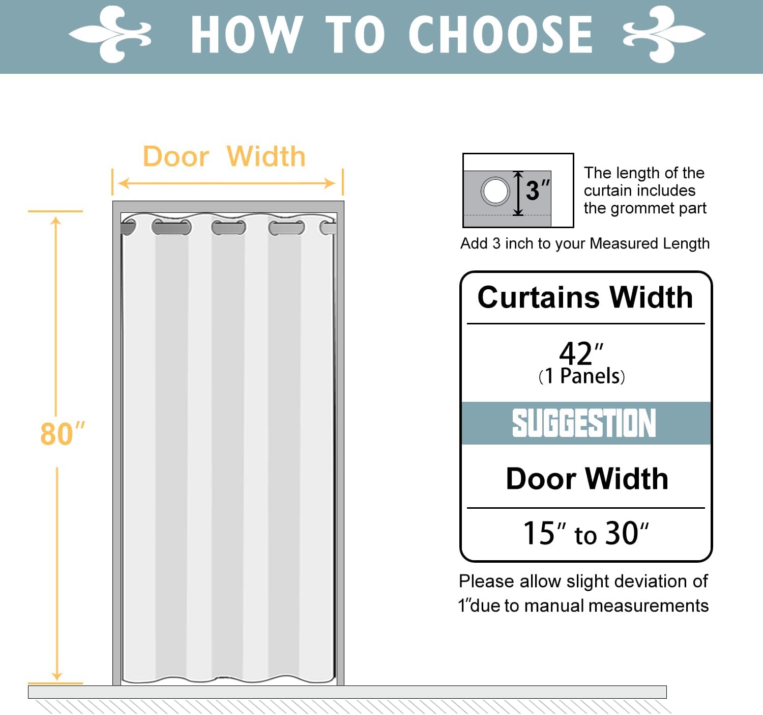 ChrisDowa Blackout Curtains 80 Inches Long for Doorways and Closets, Thermal Insulated Temporary Room Dividers (1 Panel, Grey, 42 x 80 Inch…