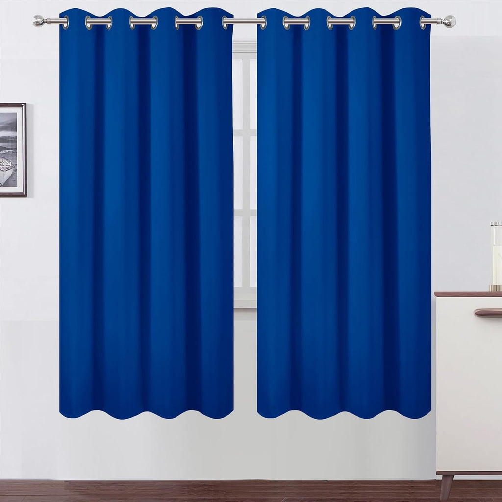 Lemomo Blackout Curtains 66 x 72 Inch Long Royal Blue Curtains Set of 2 Panels Room Darkening Curtains for Bedroom and Living Room 72 Inch…