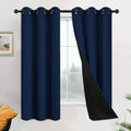 Yakamok 100% Blackout Lined Pair Curtains for Bedroom, Window Treatment Thermal Insulated Soundproof Drapes for Living Room(42Wx63L, Navy Bl…