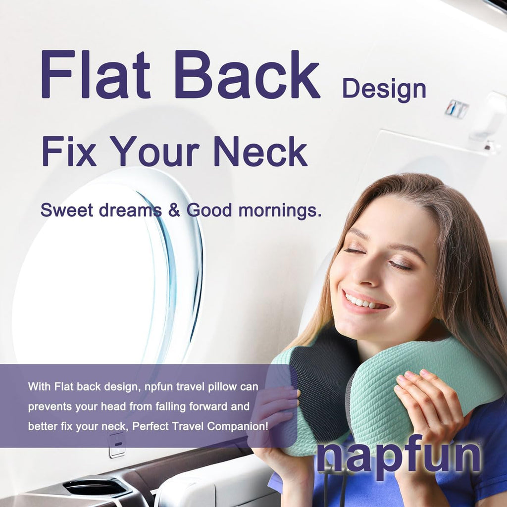 napfun Neck Pillow for Travel with Travel Pouch, Sleep Mask & Earplugs, Memory Foam Airplane Pillow for Headrest Sleep with Eyeshades…