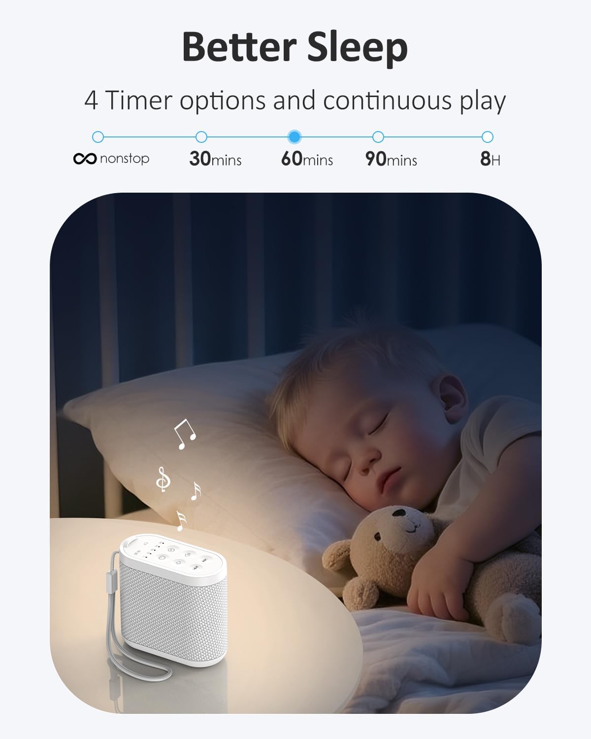 Portable Travel Sound Machine for Adults, Baby Sleeping: Super Long-Lasting & Rechargeable Battery, Headphone Jack, 21 Sounds - White…