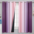 Estelartextiler Pink and Purple Curtains 63 Inch Length 2 panels, Full Light Blocking Ombre Blackout Curtains for Kids Room, Thermal Insula…