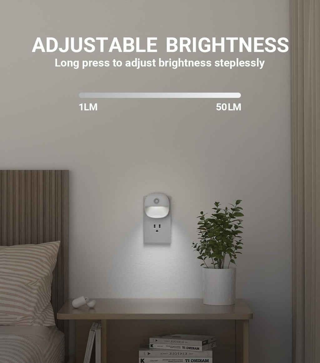 Lyridz Plug in Night Light with Motion Sensor and Dusk to Dawn Sensor, Dimmable Cool White Nightlight with 1-50lm Adjustable Brightness…