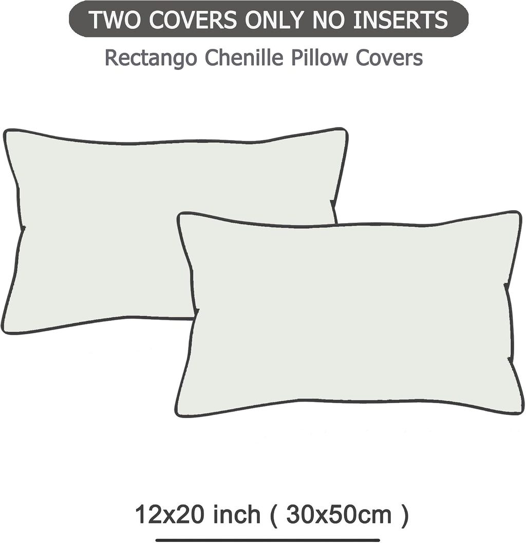 Gawamay Pack of 2 Decorative Lumbar Throw Pillow Covers 20x12 Inch, Soft Chenille Boho Farmhouse Cushion Cases, Couch Pillow Covers for Liv…