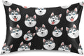 Cartoon Husky Dark Pillow Covers Silk Pillowcase for Hair and Skin Breathable Soft Satin Pillowcase Queen Size Pillow Case for Bedroom…