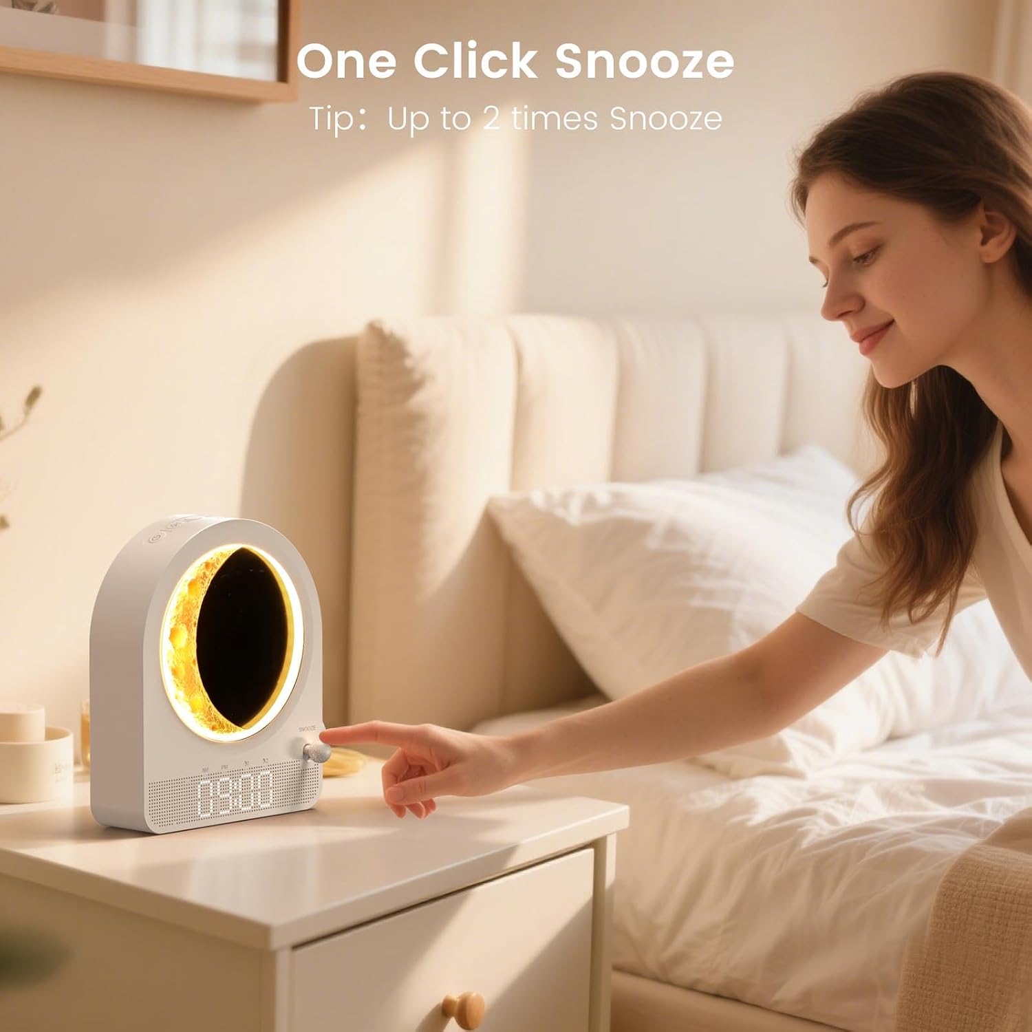 Epochleno Sunrise Alarm Clock, White Noise Machine & Meteor Moonlight - 10 Soothing Sounds, Dual Alarms, 30/60/90min Timer, Easy Snooze - B…